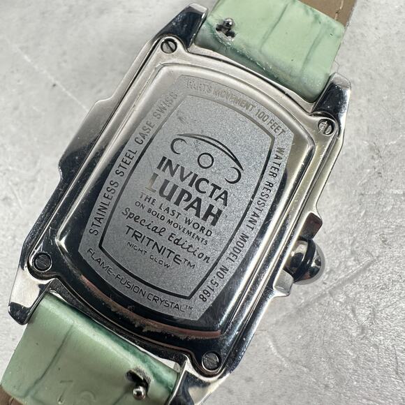 Invicta Lupah Womens Watch 29mm Tank Style MOP Dial Green Leather New Battery - Picture 10 of 13